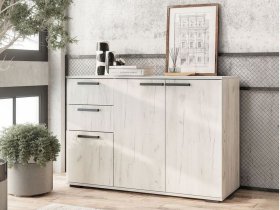 Комод Стандарт-3 NEW (дуб крафт белый) в Белой Горе - belaya-gora.mebel-nsk.ru | фото