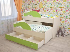 Кровать детская двухуровневая Радуга 80*160 в Белой Горе - belaya-gora.mebel-nsk.ru | фото