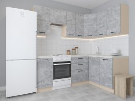 Модульная угловая кухня 1,4м*2,1м Лада (цемент) в Белой Горе - belaya-gora.mebel-nsk.ru | фото