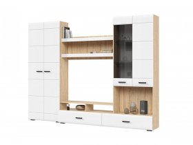 Стенка ГС-01 Либерти (дуб сонома/белый глянец) в Белой Горе - belaya-gora.mebel-nsk.ru | фото