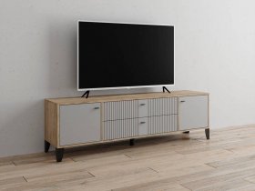 Тумба под ТВ Парус-10 (дуб крафт серый/серый) в Белой Горе - belaya-gora.mebel-nsk.ru | фото