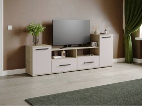 Тумба под ТВ Парус-2 (дуб крафт серый/кашемир) в Белой Горе - belaya-gora.mebel-nsk.ru | фото